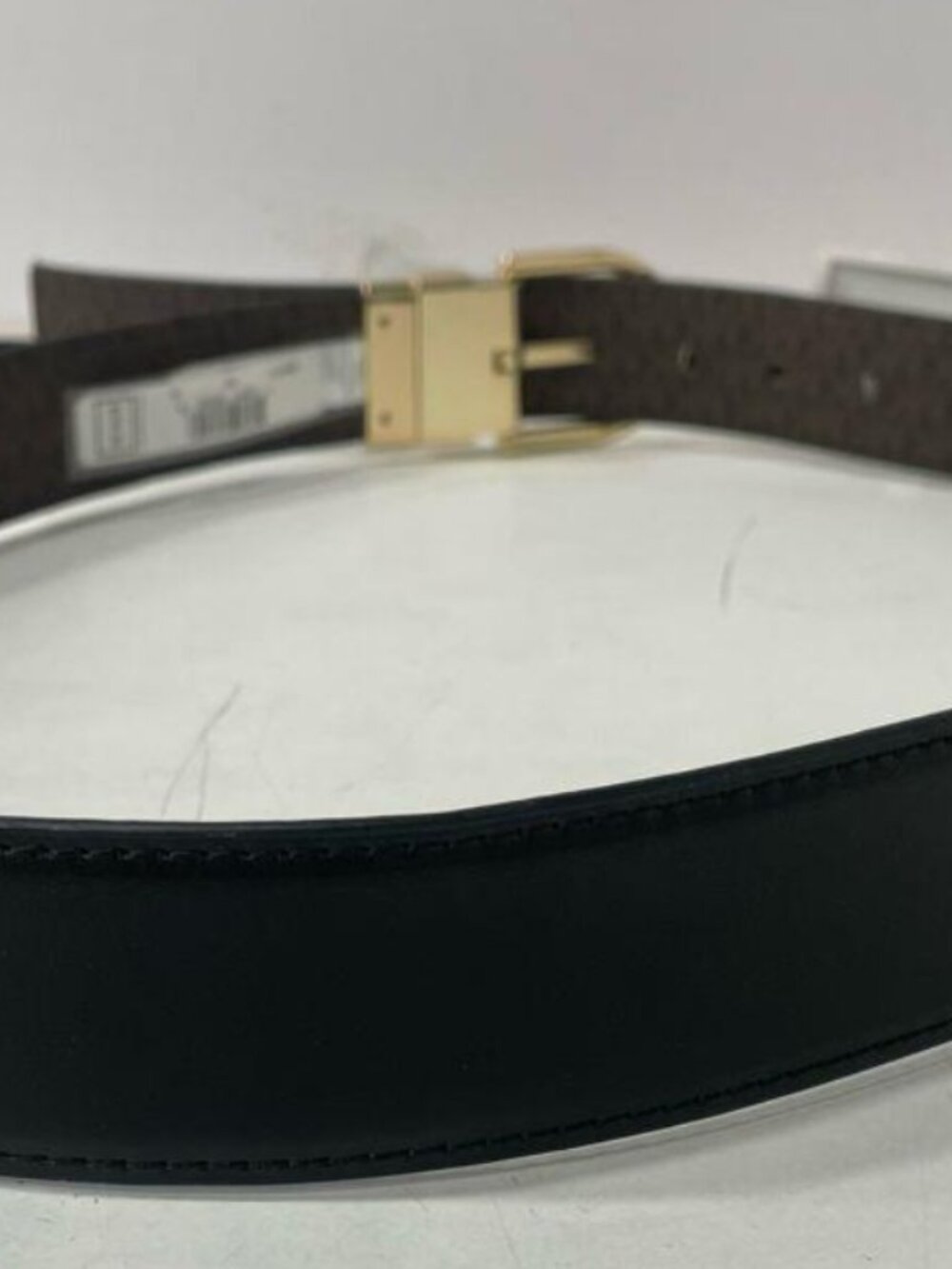 NWT Michael Kors Womens Belt Black Brown Reversible Twist Buckle XL 555371c